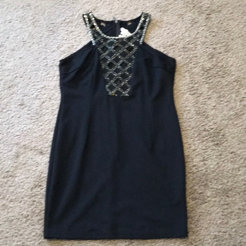 Sequin detail little black dress
